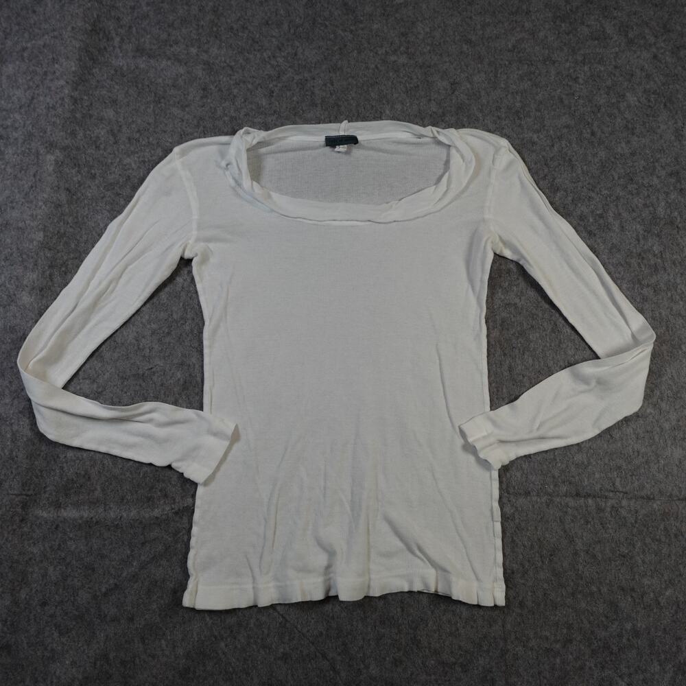 Left of Center Top Womens Small Scoop Neck Ribbed Thin Sheer Lightweight Knit